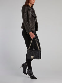 Black Zip Detail Leather Biker Jacket