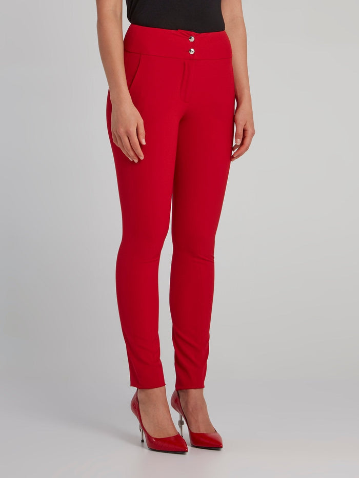 Red Slim Fit Suit Trousers