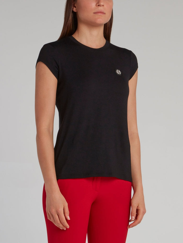 Black Monogram Appliqu��d Crewneck T-Shirt