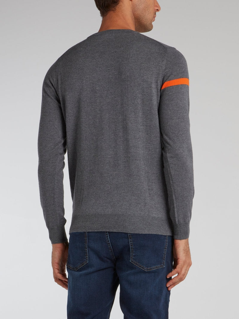 Grey Contrast Logo Pullover