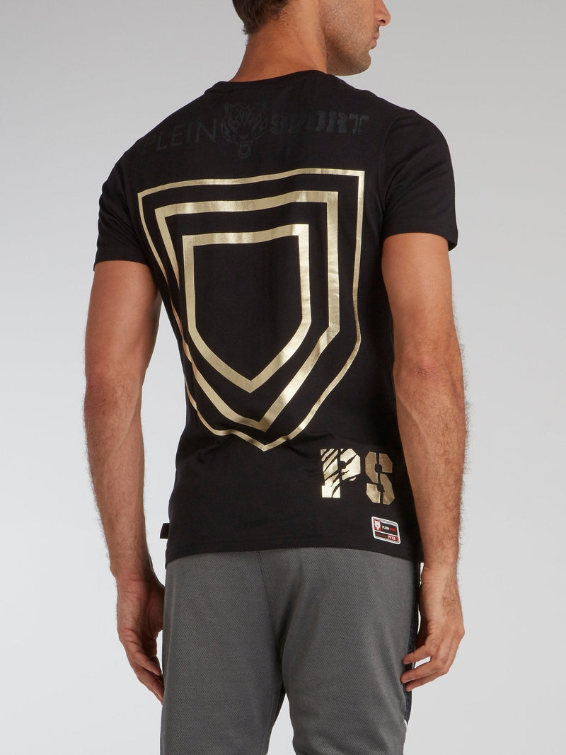 Black Foil Print Jersey T-Shirt