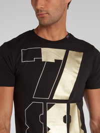 Black Foil Print Jersey T-Shirt