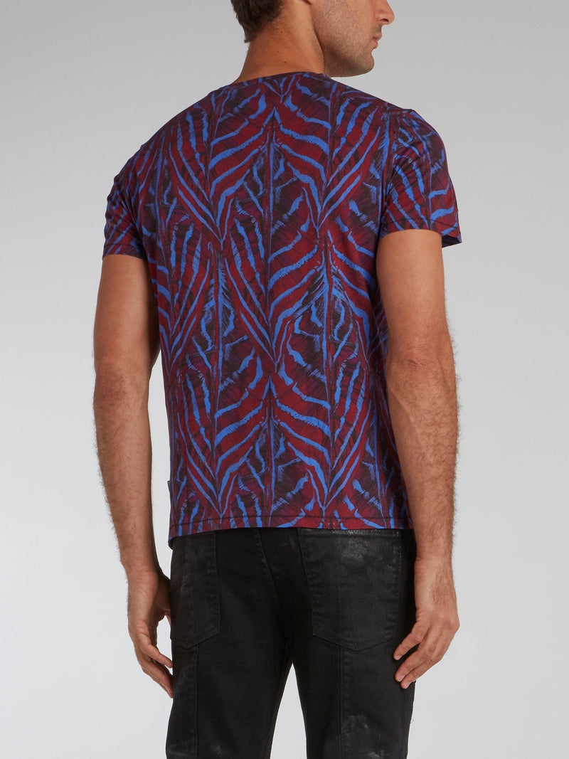 Purple Jacquard Pattern T-Shirt