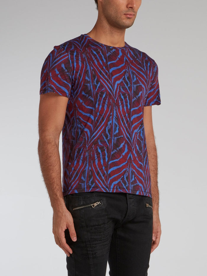 Purple Jacquard Pattern T-Shirt