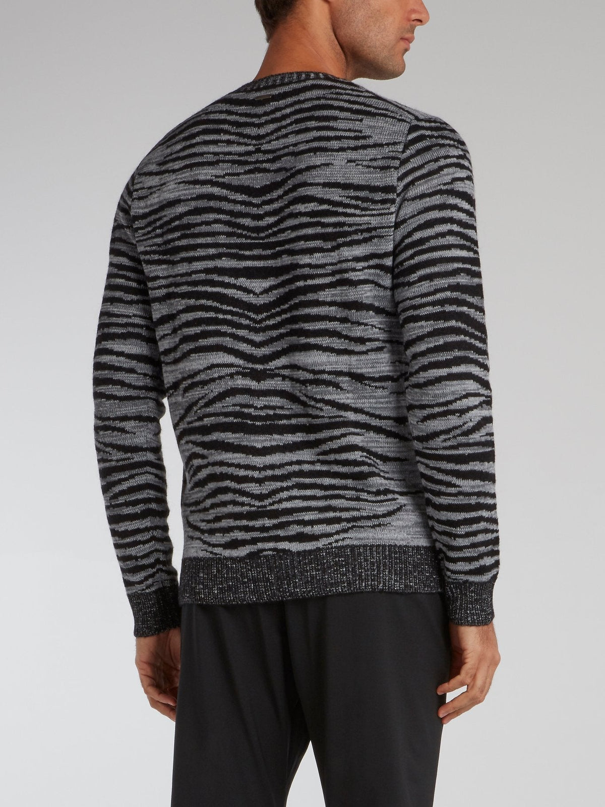 Grey Animal Pattern Knit Pullover