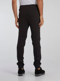 Black Leather Knee Track Pants