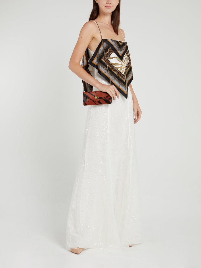 White Sequin Flap Maxi Dress