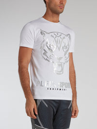 Edberg White Tiger Print T-Shirt