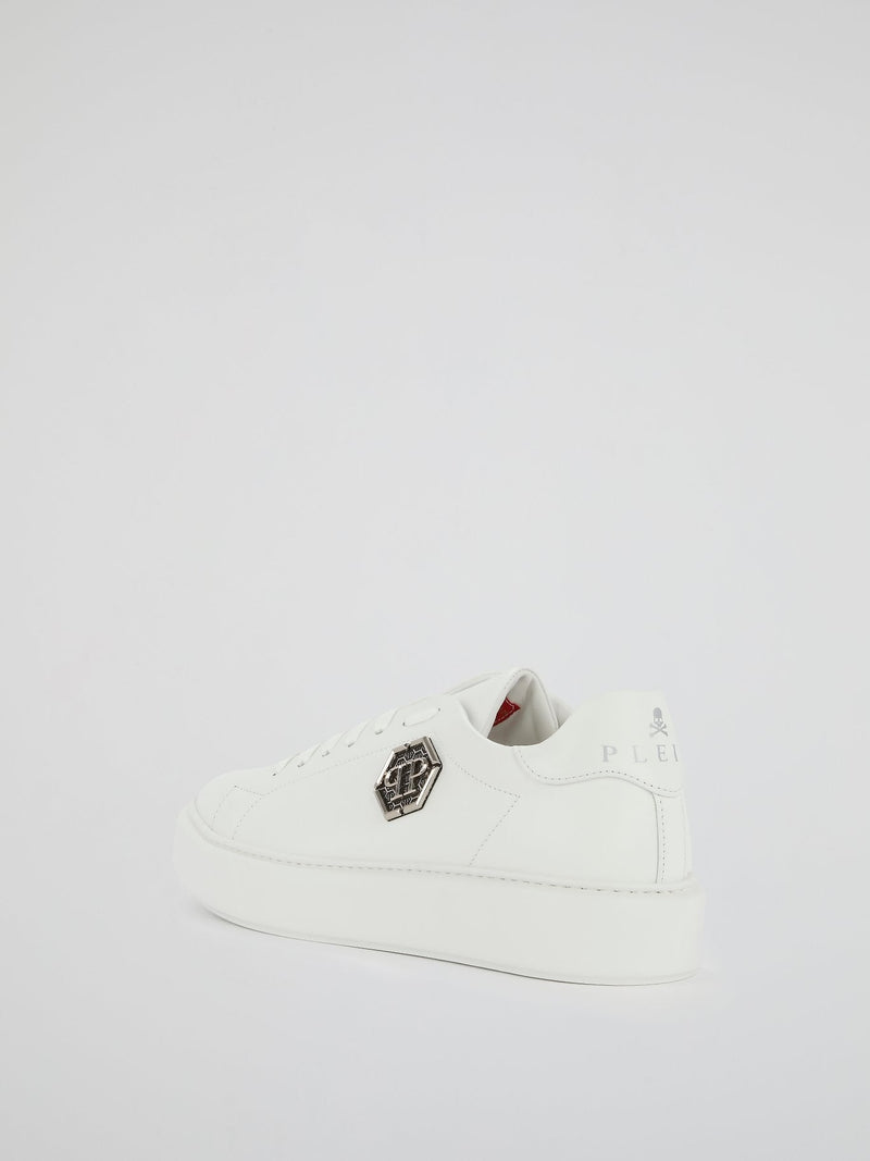 White Monogram Leather Sneakers