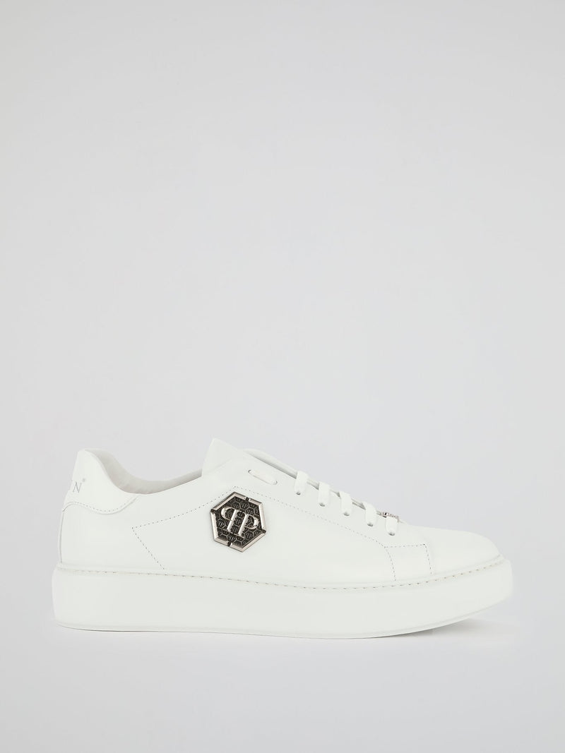 White Monogram Leather Sneakers