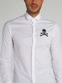 White Skull Embroidered Shirt