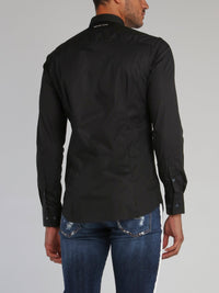 Black Skull Embroidered Shirt