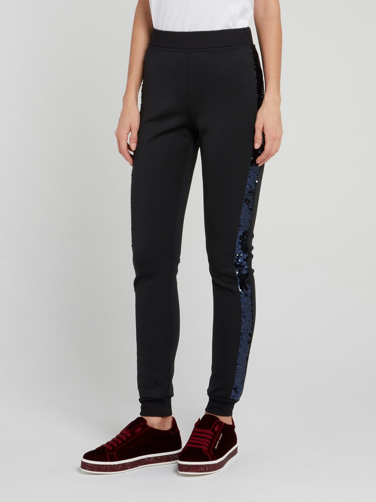 Black Sequin Detail Jogging Trousers