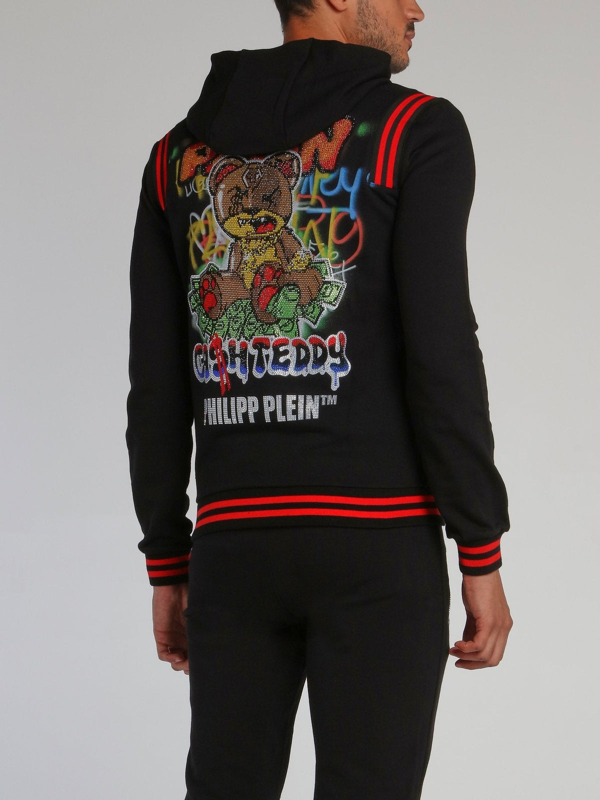 Graffiti Bear Contrast Trim Sweatshirt