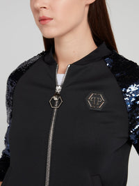 Black Sequin Sleeve Jacket