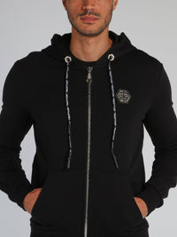 Black Rear Skull Print Sweat Jacket