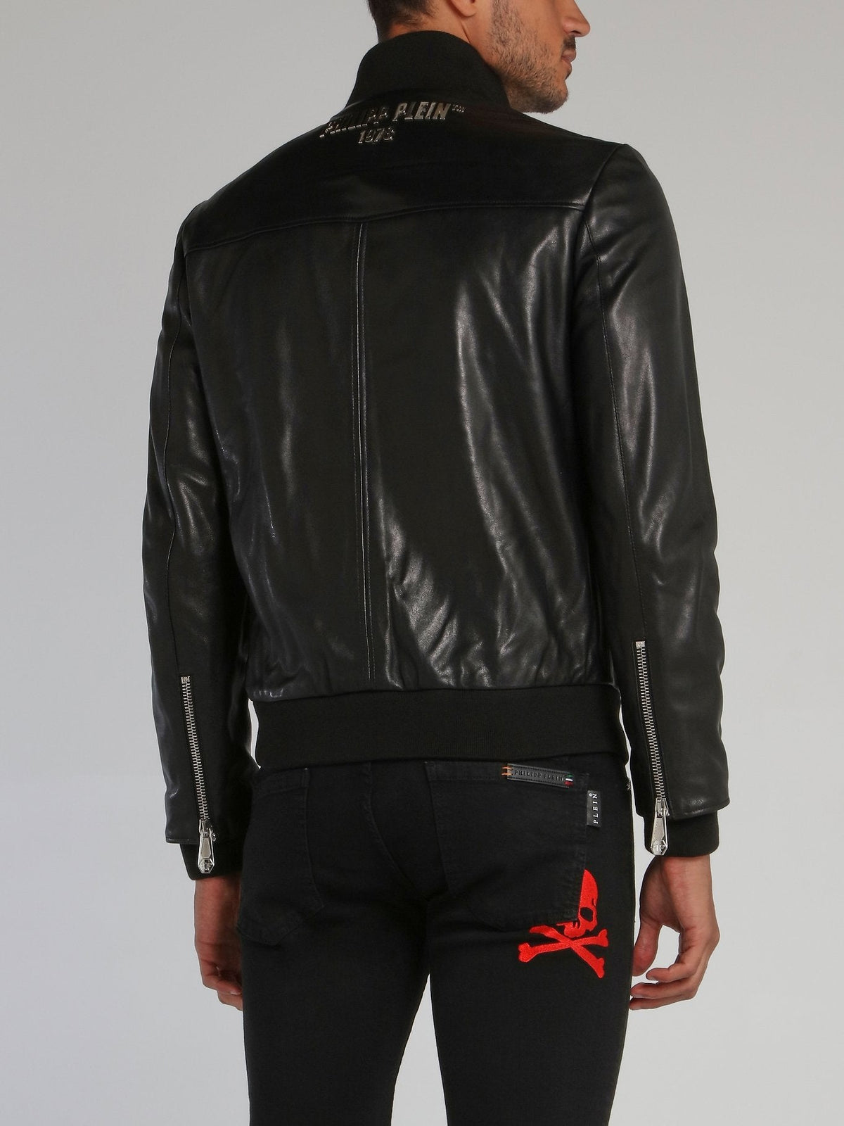 Black Quilt Panel Leather Jacket