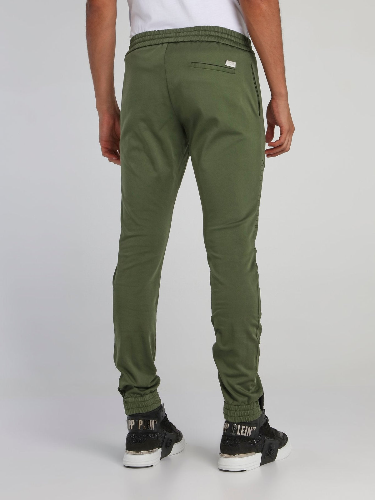 Green Drawcord Biker Track Pants