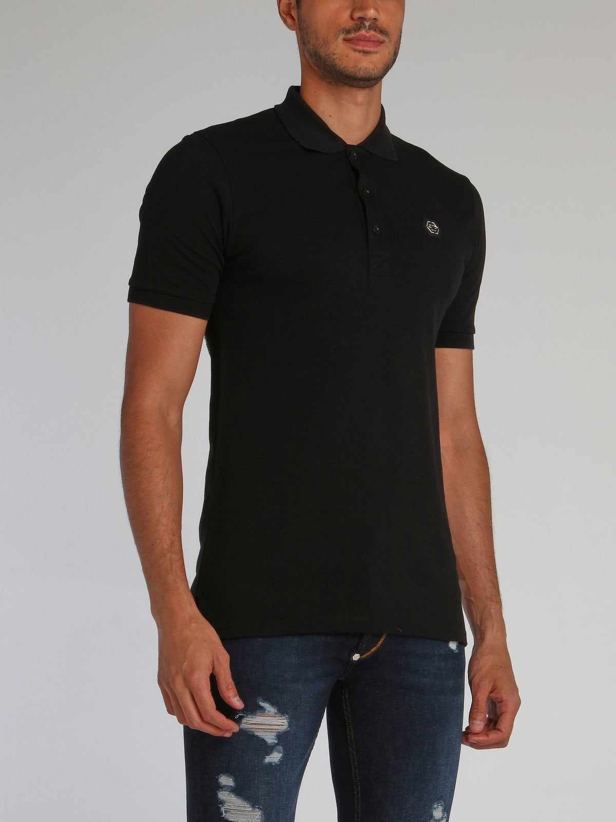 Black Rear Skull Studded Polo Shirt