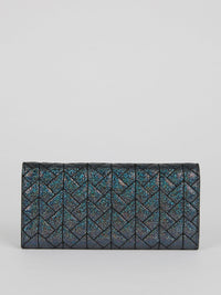 Blue Nappa Glitter Clutch Bag