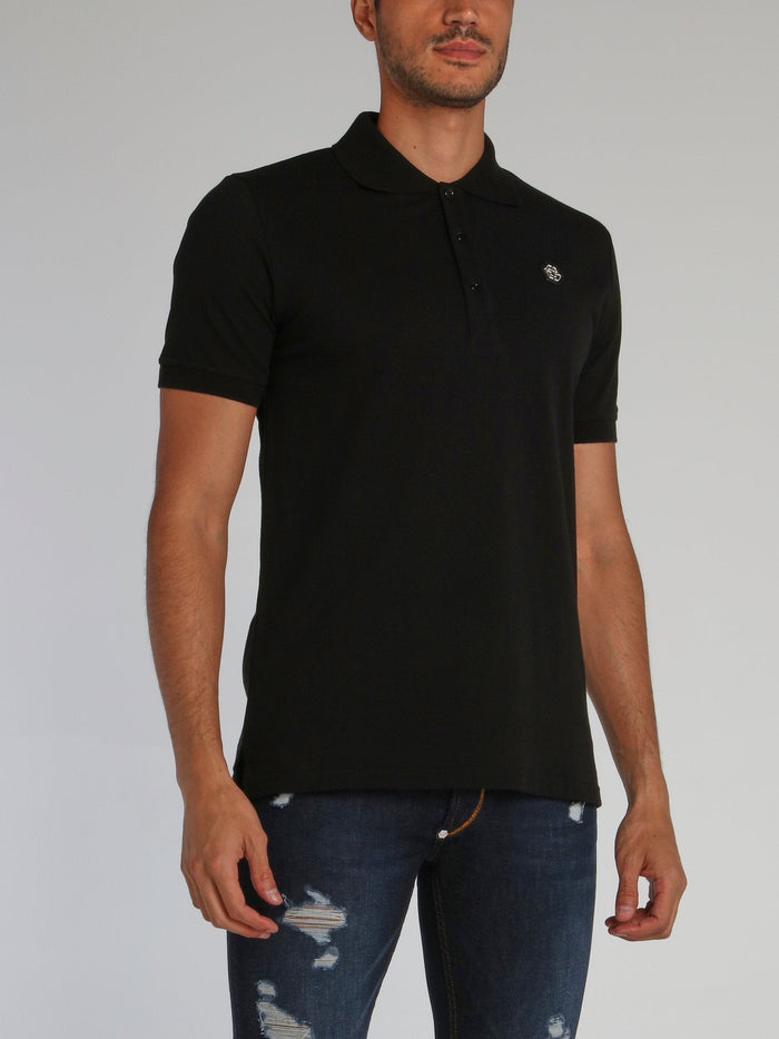 Black Monogram Appliqu��d Polo Shirt