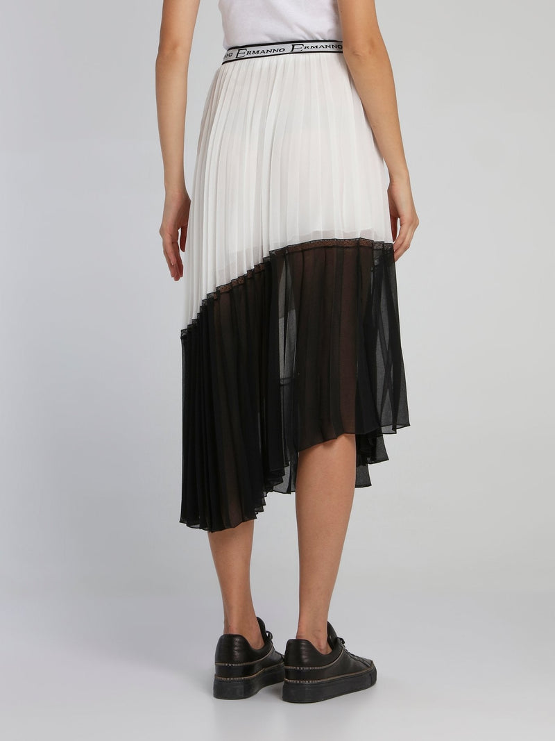 Two Tone Accordion Asymmetric Skirt