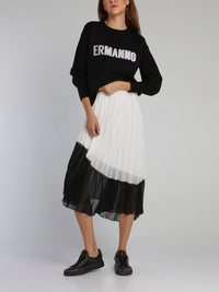 Two Tone Accordion Asymmetric Skirt