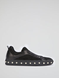 Black Studded Sole Slip On Sneakers