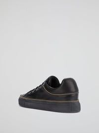 Black Zip Detail Leather Sneakers