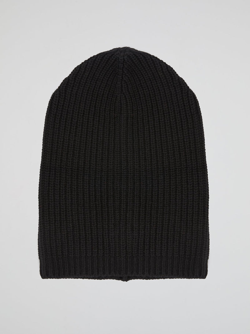 Black Ribbed Beanie Hat