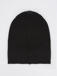 Black Ribbed Beanie Hat