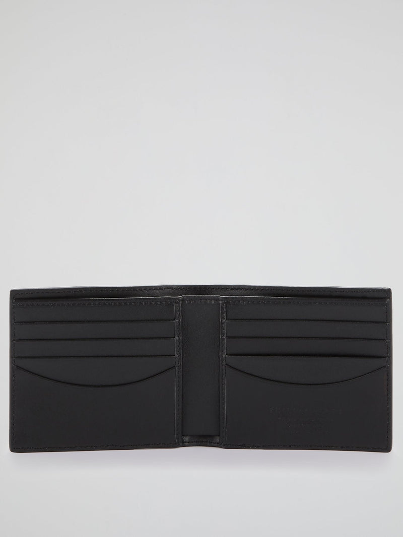 Black Geometric Logo French Wallet