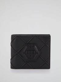 Black Geometric Logo French Wallet