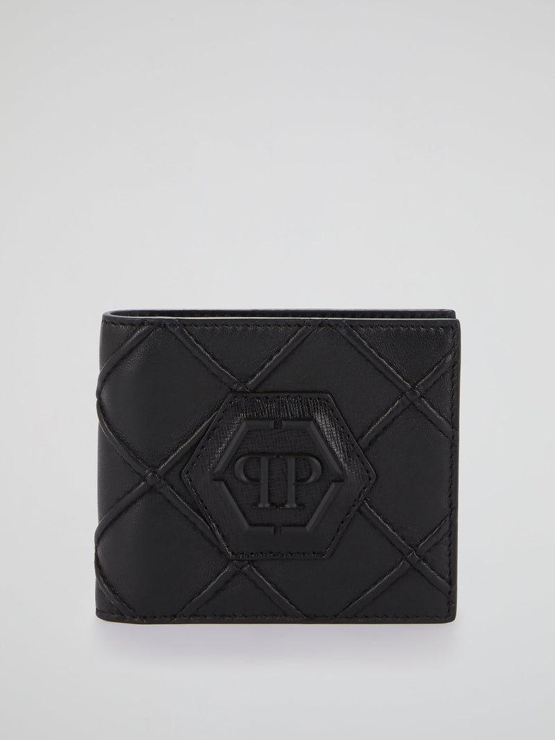 Black Geometric Logo French Wallet