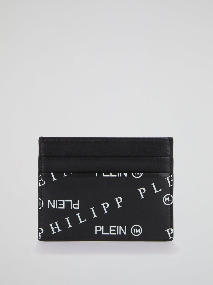 Black Monogram Print Credit Card Holder