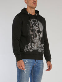 Black Studded Skull Hoodie Sweatshirt