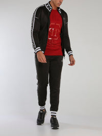 Black Stripe Trim Jogging Jacket