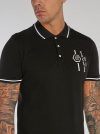 Black Ribbed Trim Polo Shirt