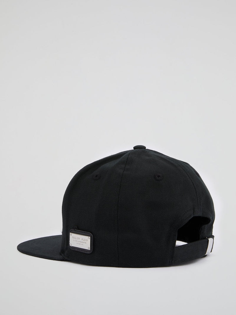 Black Logo Embroidered Visor Cap