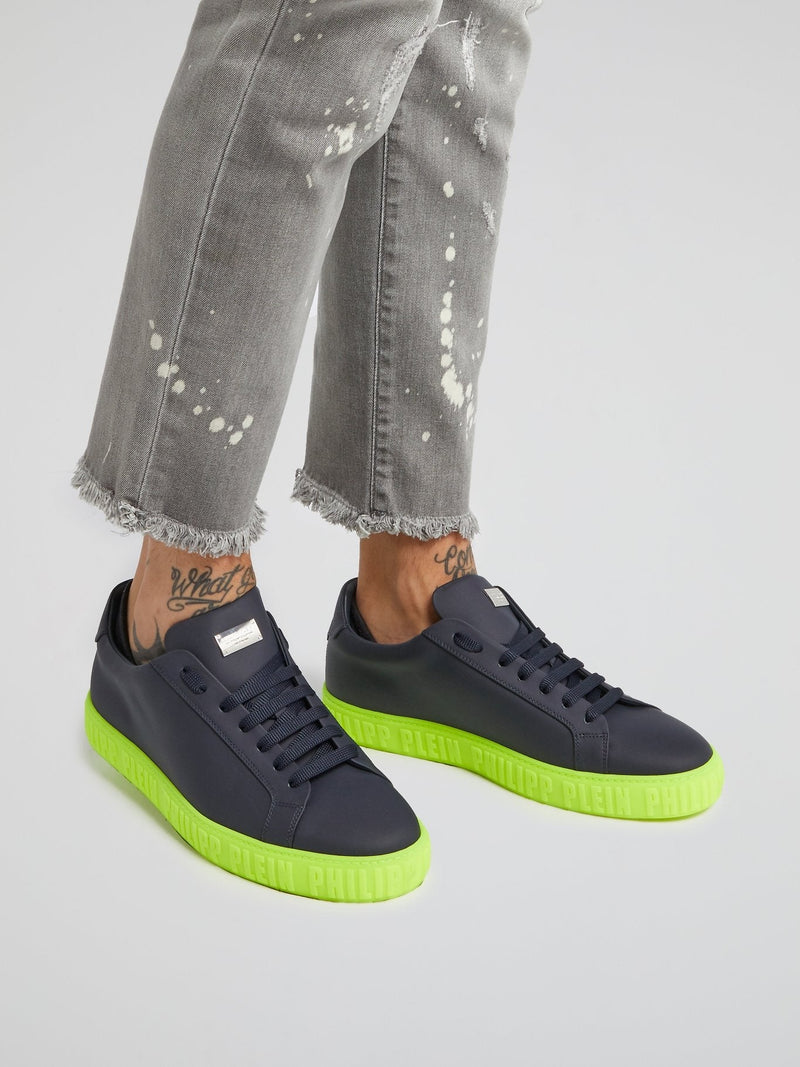 Navy Matte Contrast Sneakers