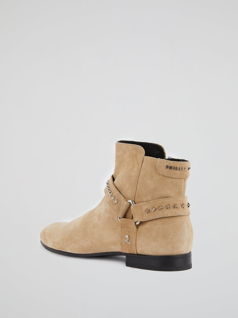 Beige Suede Ankle Boots