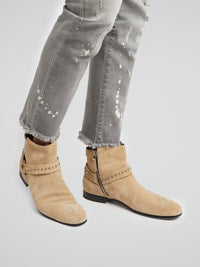 Beige Suede Ankle Boots