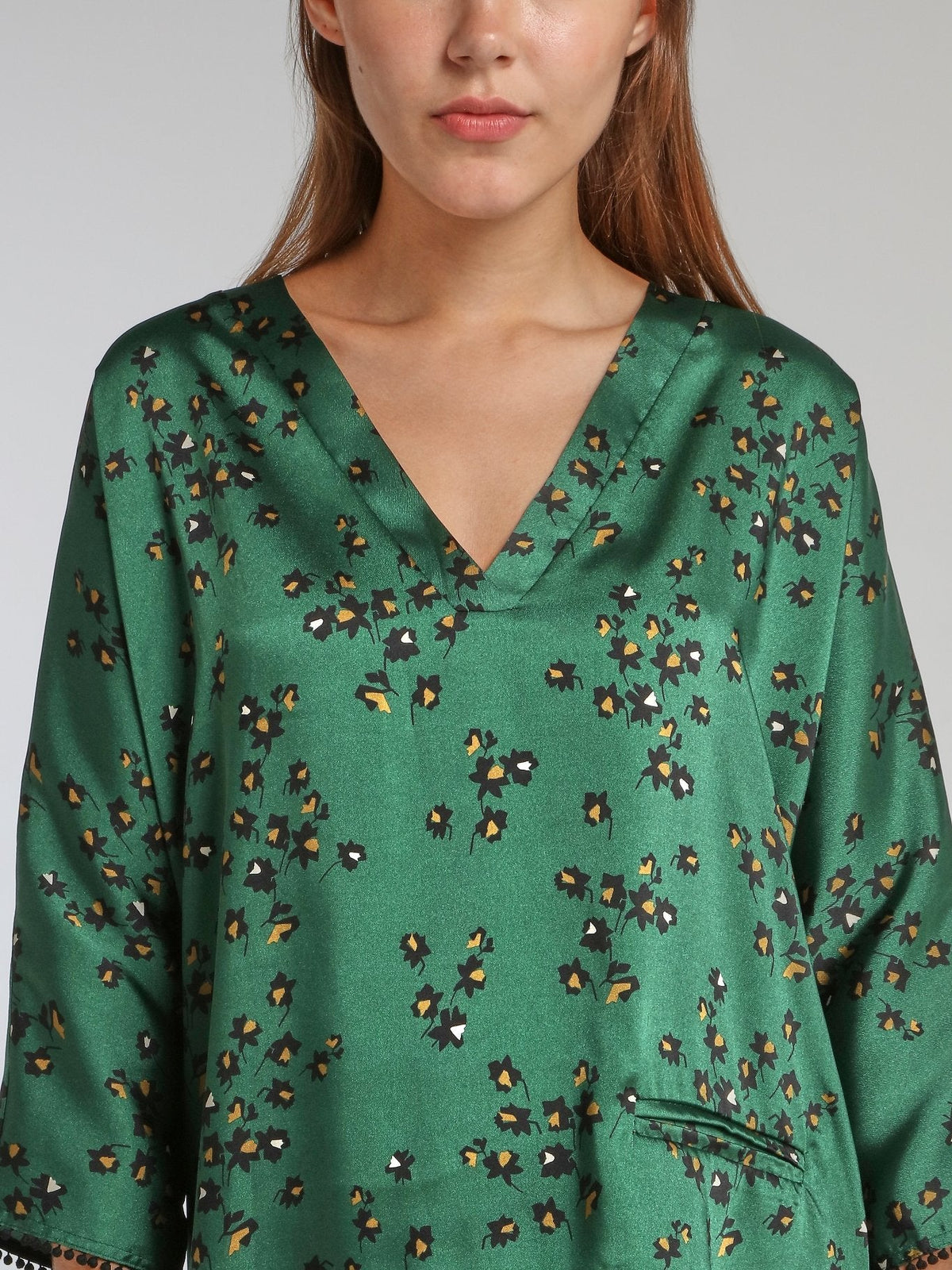 Vanie Green Leaf Print Top