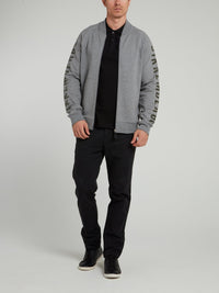 Grey Logo Sleeve Knitted Jacket