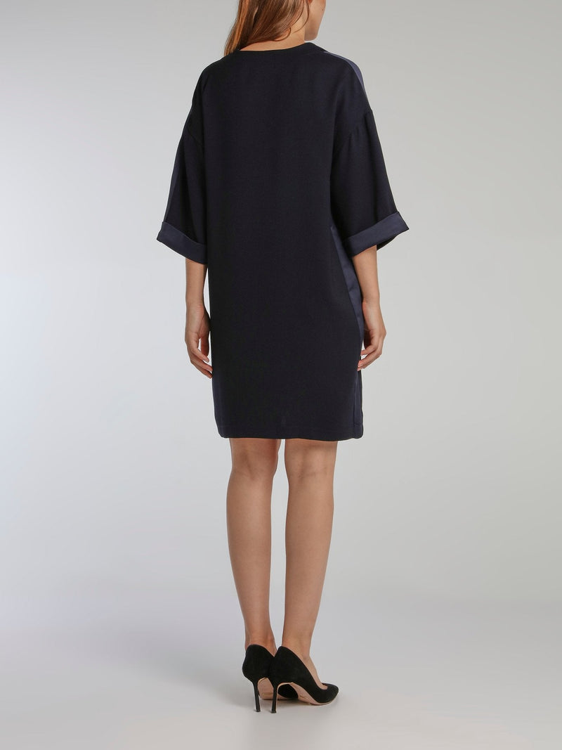 Valmy Navy Satin Panel Dress