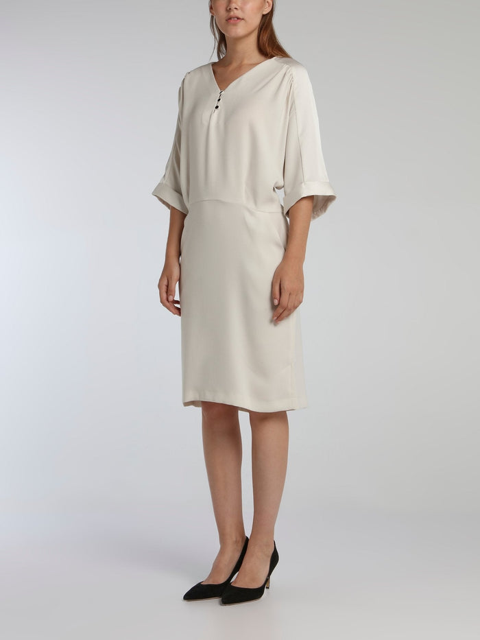 Vampas White Three-Quarter Sleeve Dress