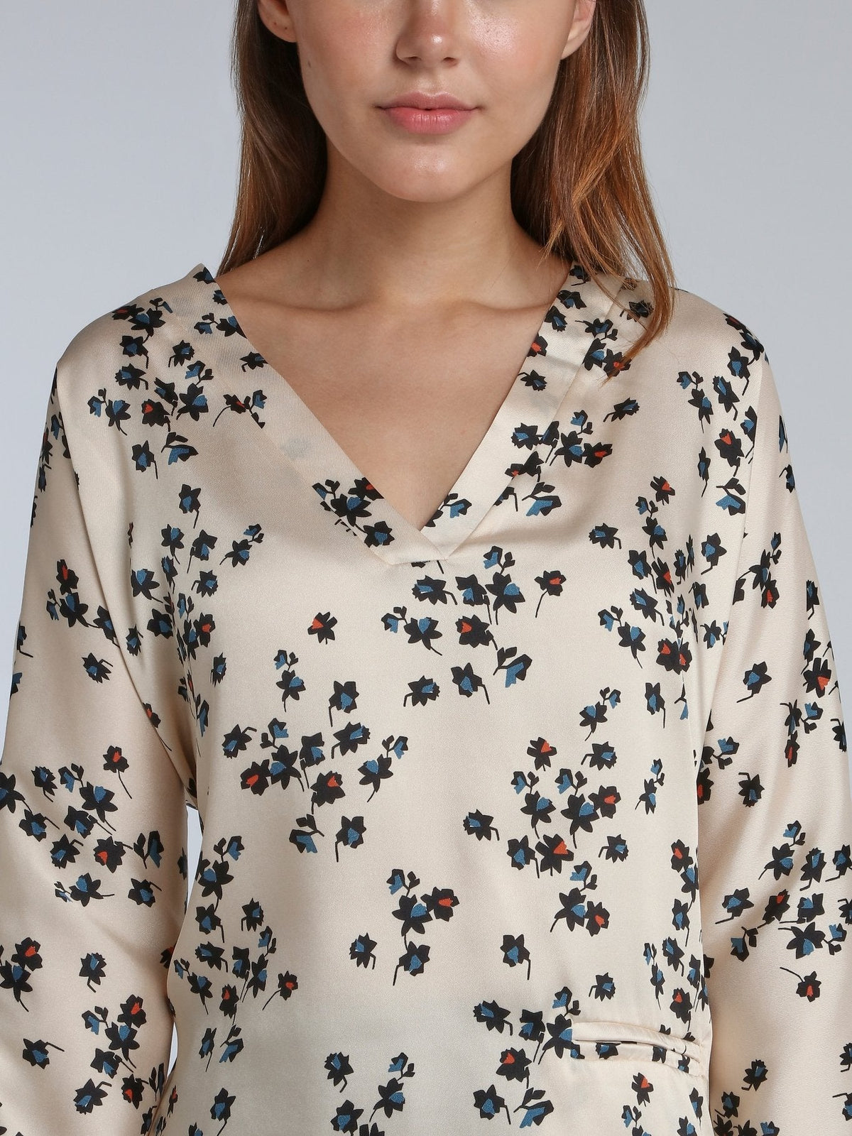 Vanie White Leaf Print Top