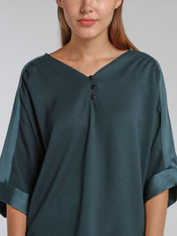 Vernon Teal Satin Trapeze Top