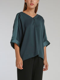 Vernon Teal Satin Trapeze Top