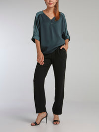 Vernon Teal Satin Trapeze Top